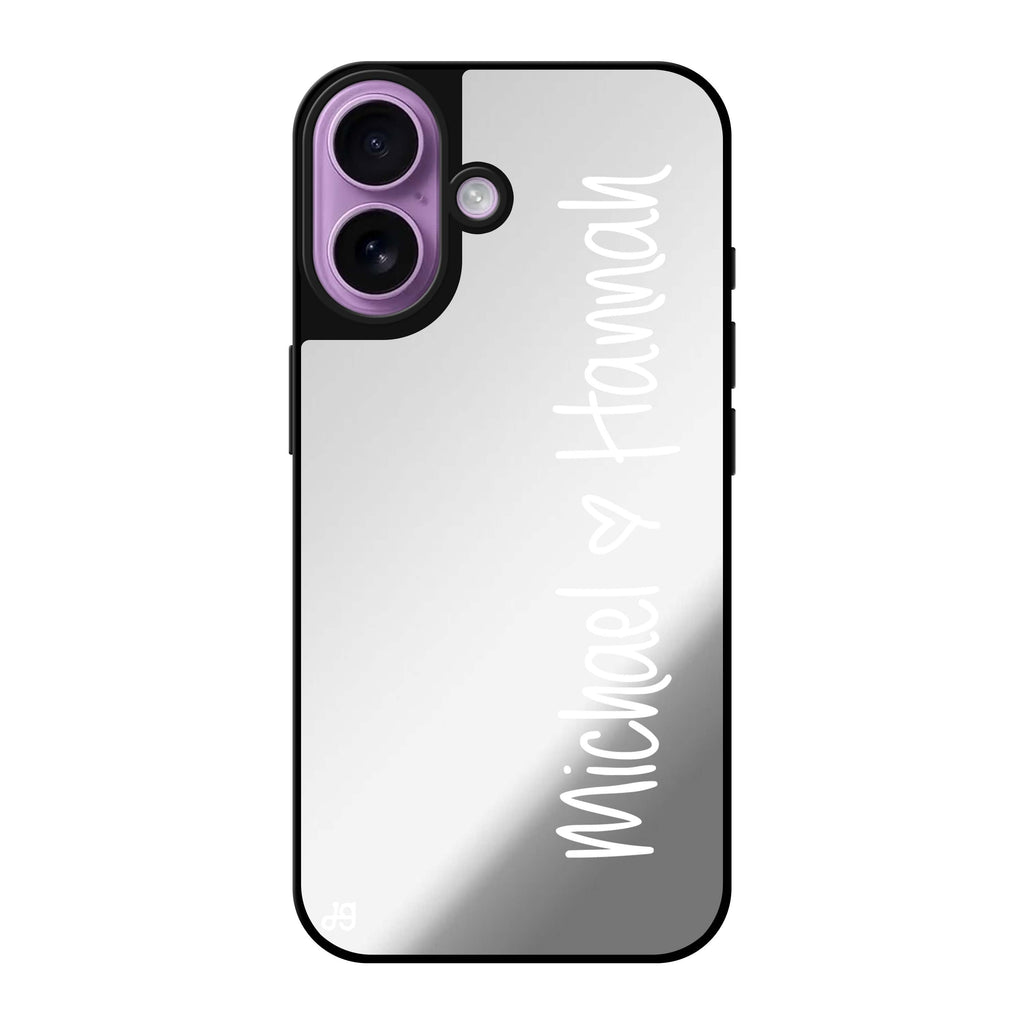 Reflective iPhone 16 Mirror Case –Vertical Names Design