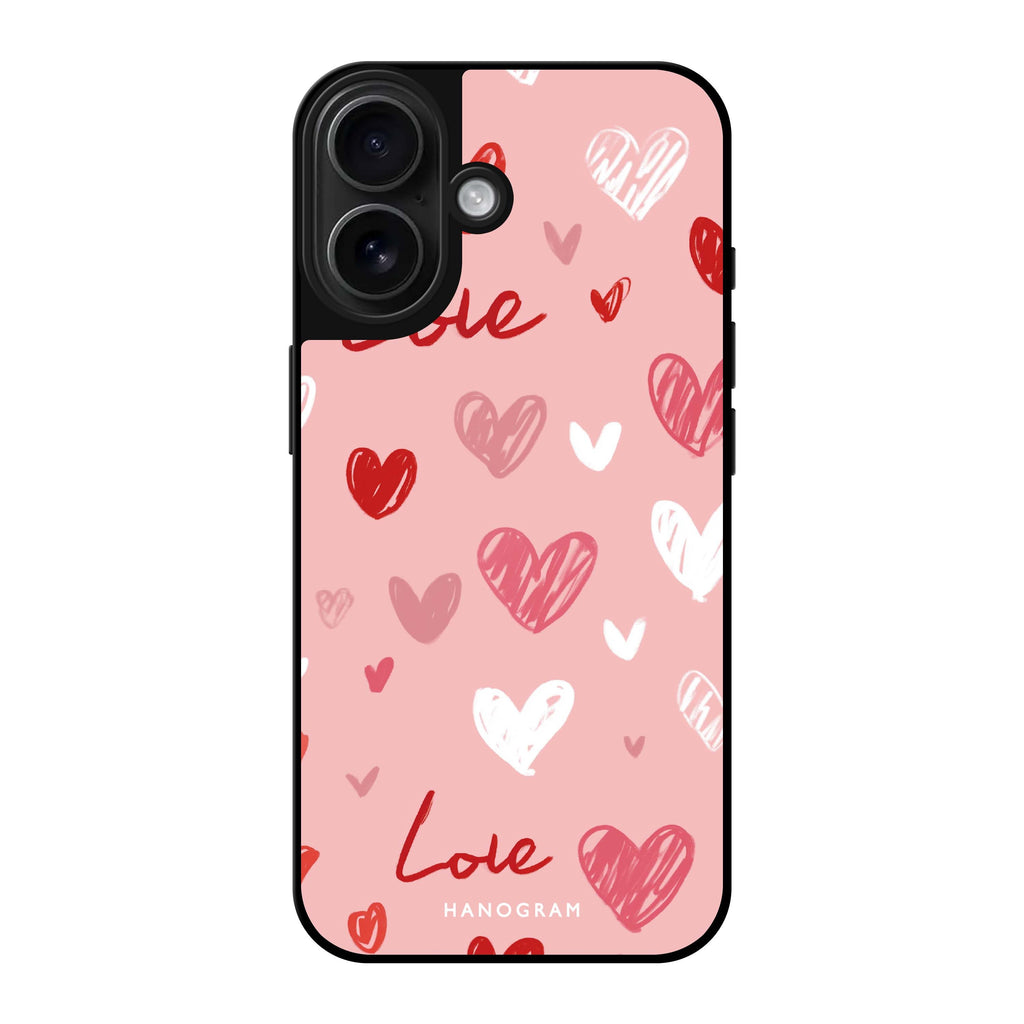 Reflective iPhone 16 Mirror Case –Love Grid Design