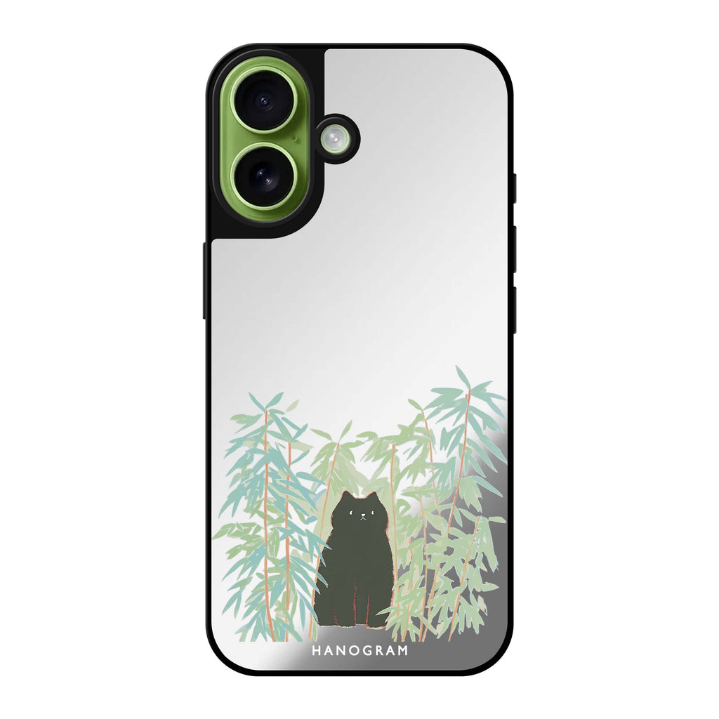 Reflective iPhone 16 Mirror Case –Bamboo Whiskers Design