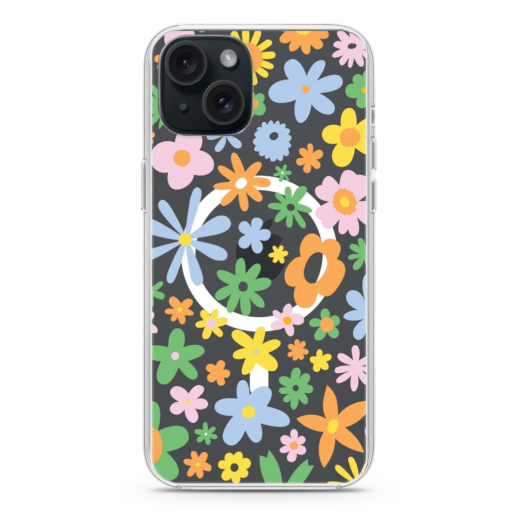 Flowers iPhone 15 Magsafe 兼容水晶透明保護殼