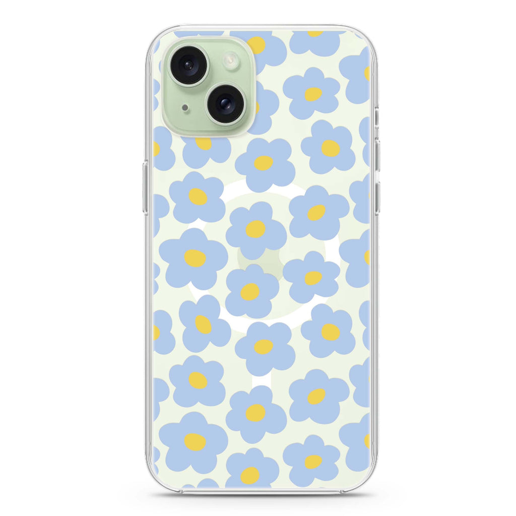 Flowers Pattern iPhone 15 Magsafe 兼容水晶透明保護殼