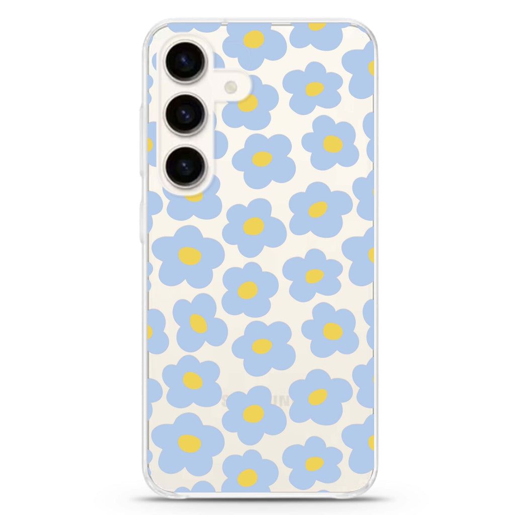Flowers Pattern Samsung Galaxy S26/S25/S24 水晶透明保護殼正面展示