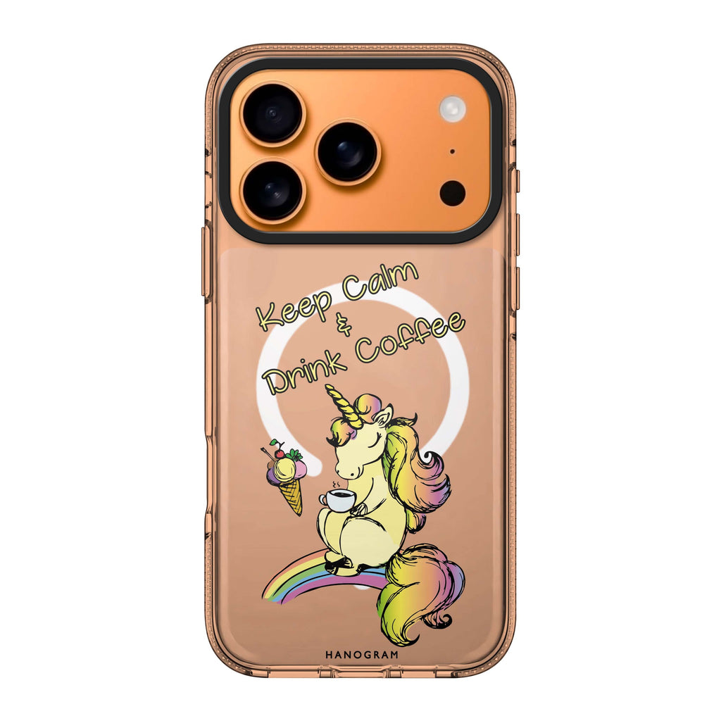 Cute Unicorn iPhone 17 Pro Max MagSafe 水晶透明保護殼 獨角獸圖案設計 可自訂名字 圖1