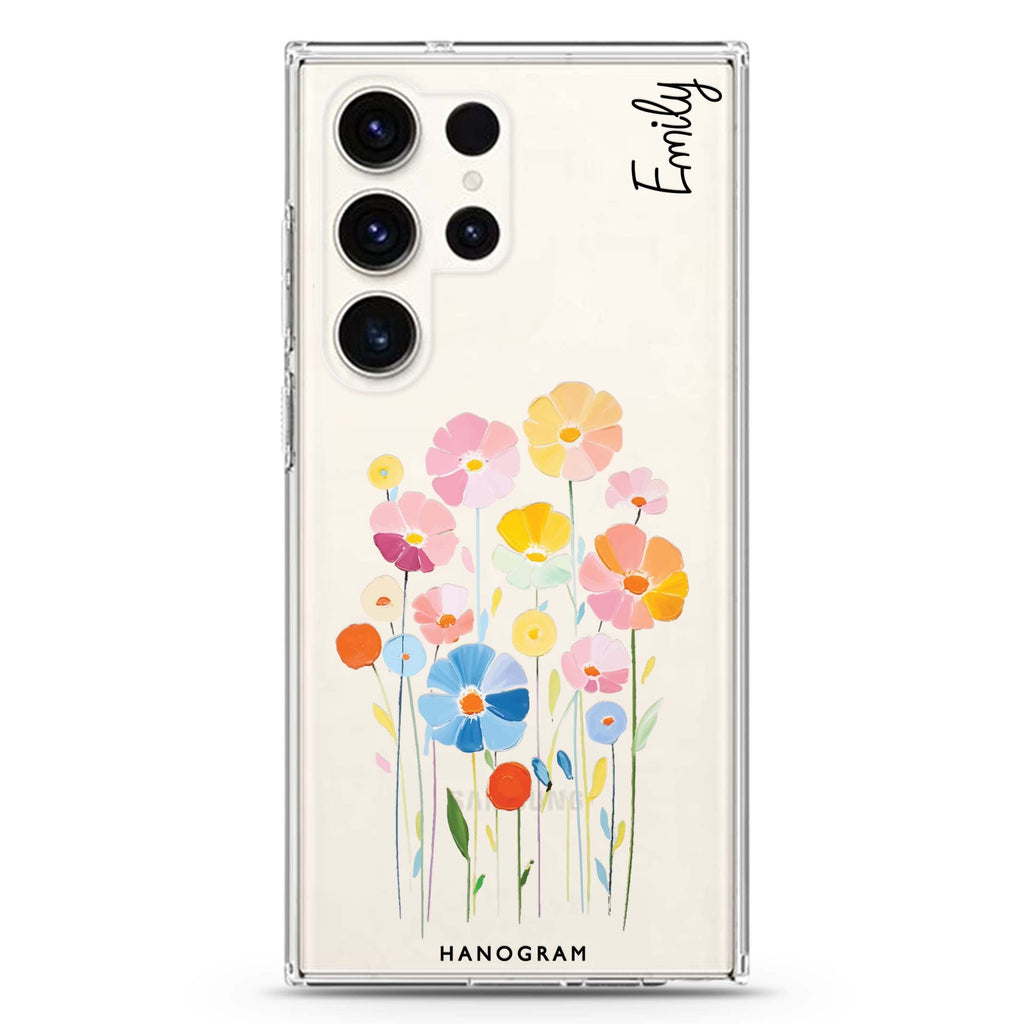 Floral Elegance Samsung Galaxy Ultra 可加名字透明保護殼，適用 S26/S25/S24/S23 Ultra，圖1