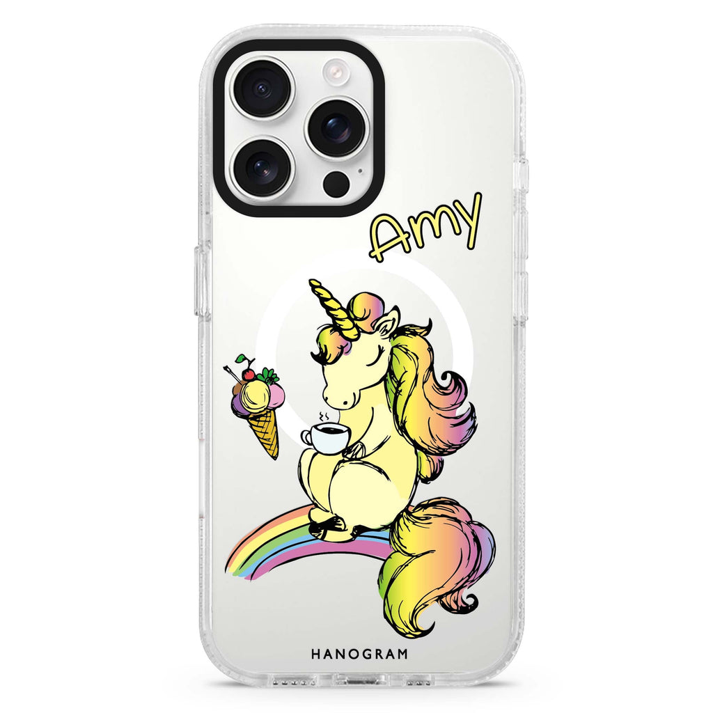 Cute Unicorn Magsafe 兼容水晶透明保護殼