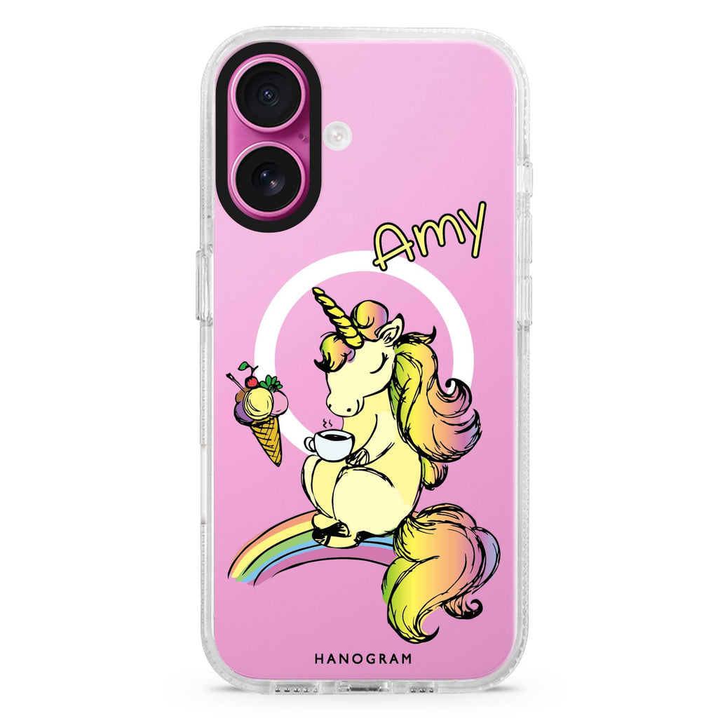 Cute Unicorn Magsafe 兼容水晶透明保護殼