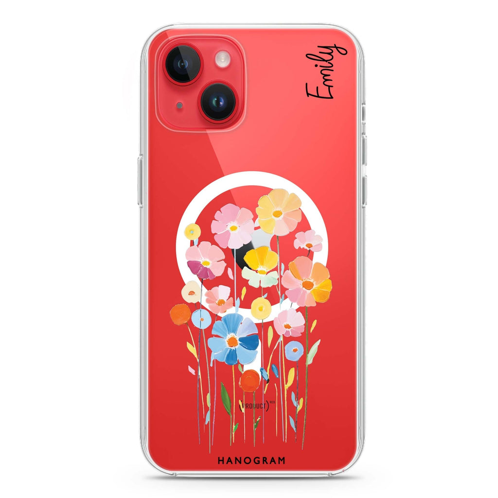 Floral Elegance iPhone 14 Magsafe 兼容水晶透明保護殼