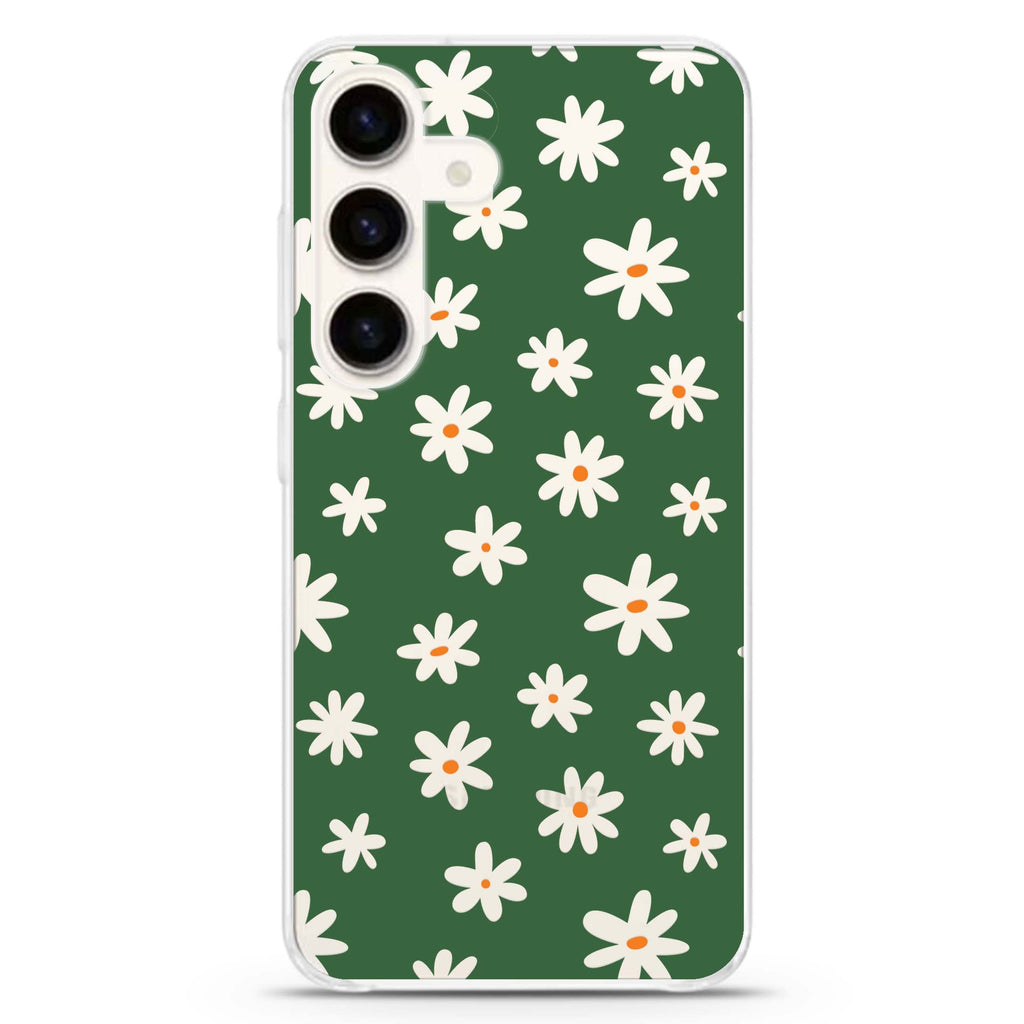 Flowers Pattern Samsung Galaxy S26/S25/S24 水晶透明保護殼正面展示