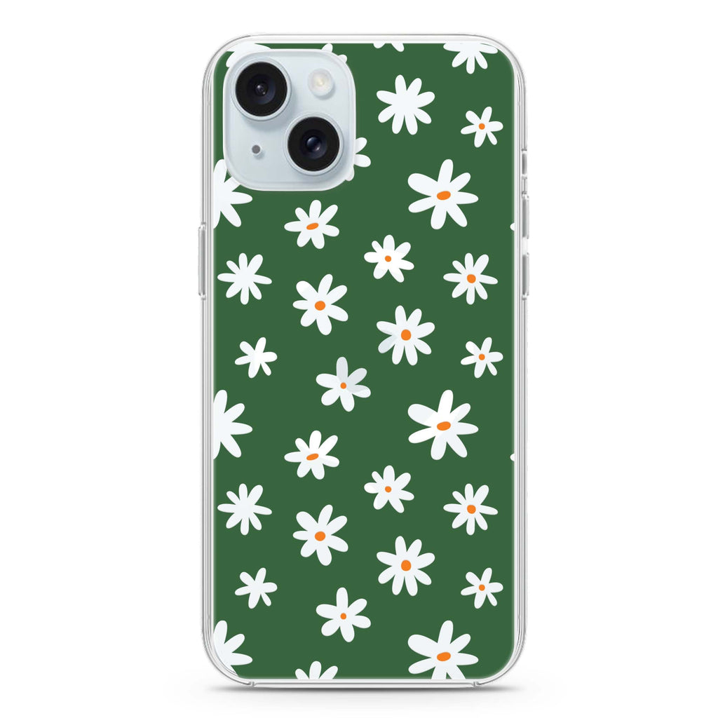 Flowers Pattern iPhone 15 Plus Magsafe 兼容水晶透明保護殼