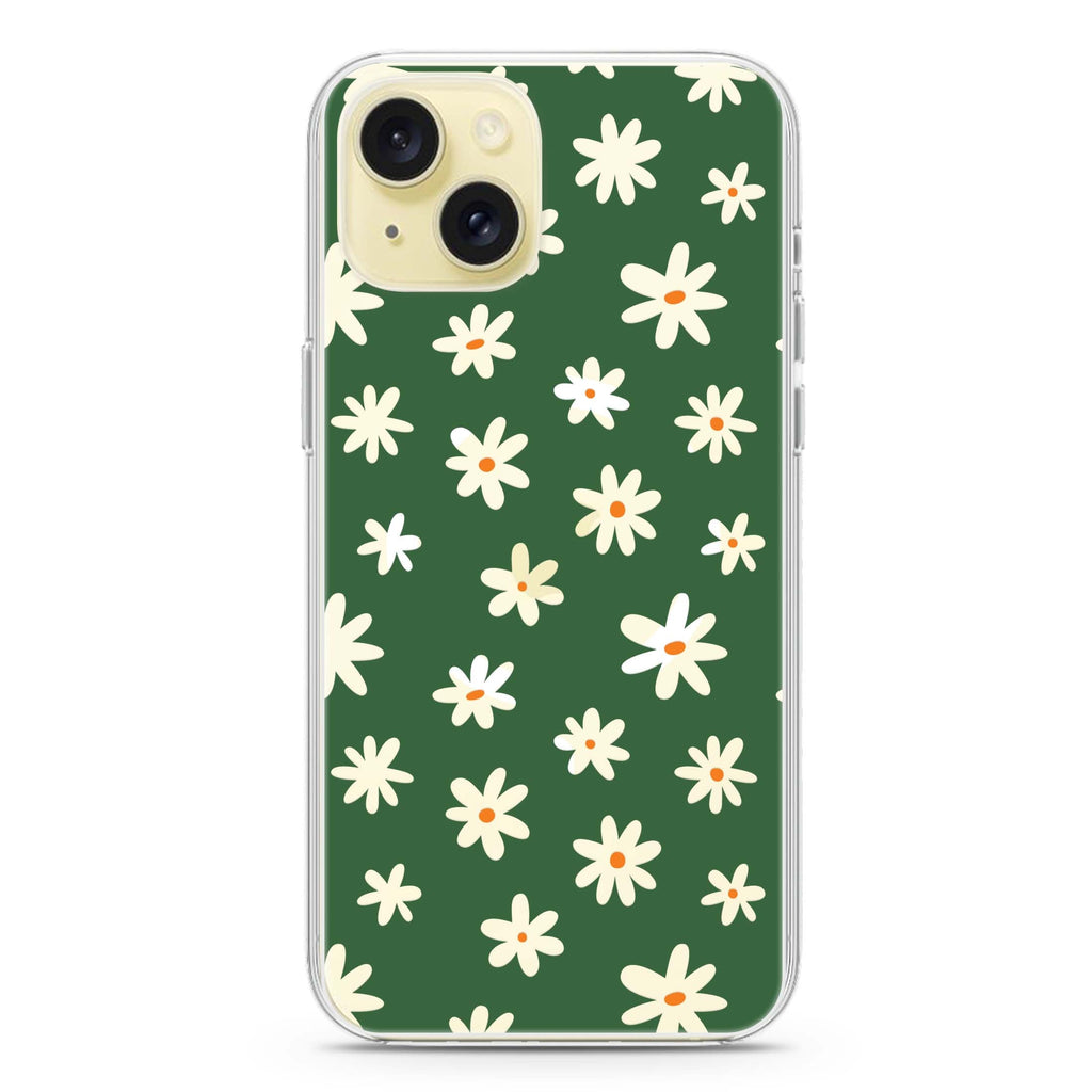 Flowers Pattern iPhone 15 Magsafe 兼容水晶透明保護殼