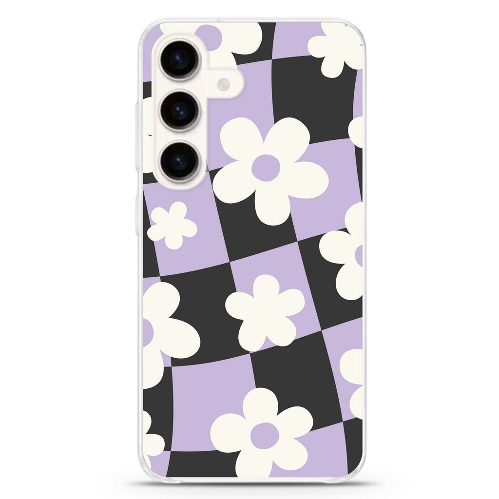 Flowers Pattern Samsung Galaxy S26/S25/S24 水晶透明保護殼正面展示