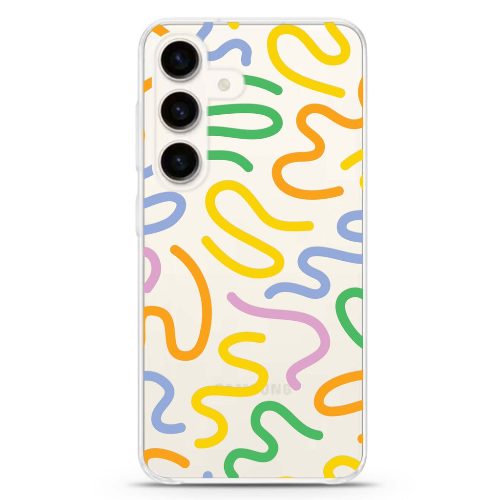 Abstract Doodles Samsung Galaxy S26/S25/S24 水晶透明保護殼正面展示