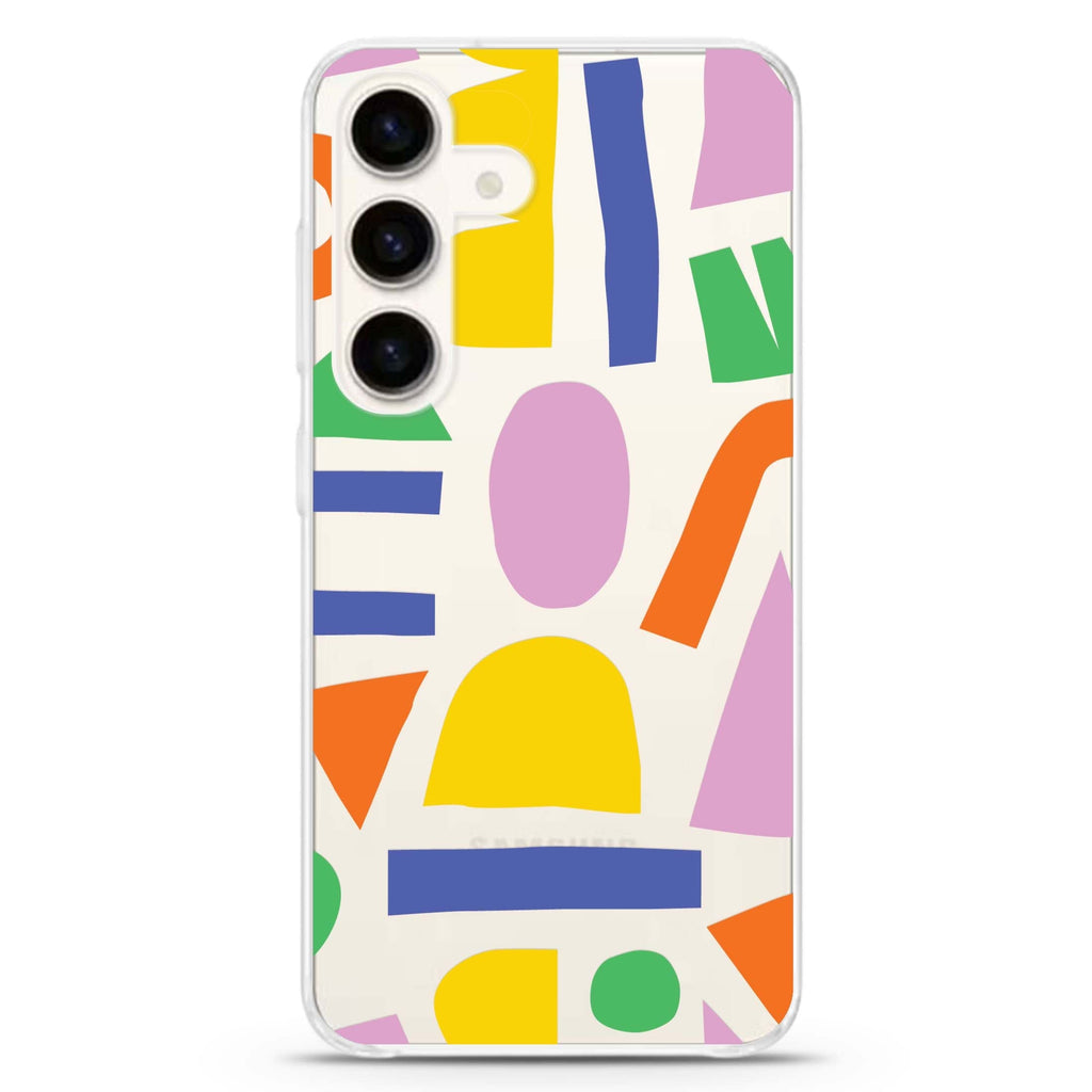 Abstract Doodles Samsung Galaxy S26/S25/S24 水晶透明保護殼正面展示