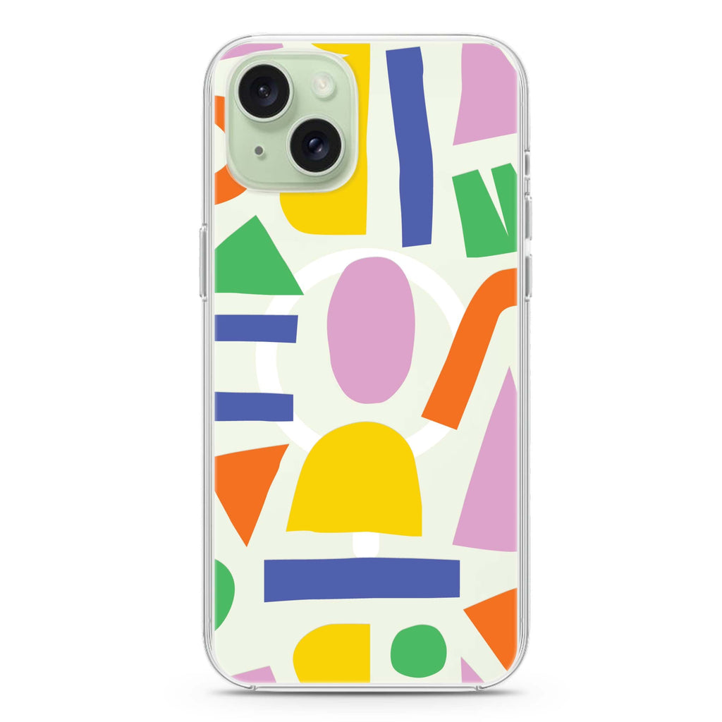 Abstract Doodles iPhone 15 Plus Magsafe 兼容水晶透明保護殼