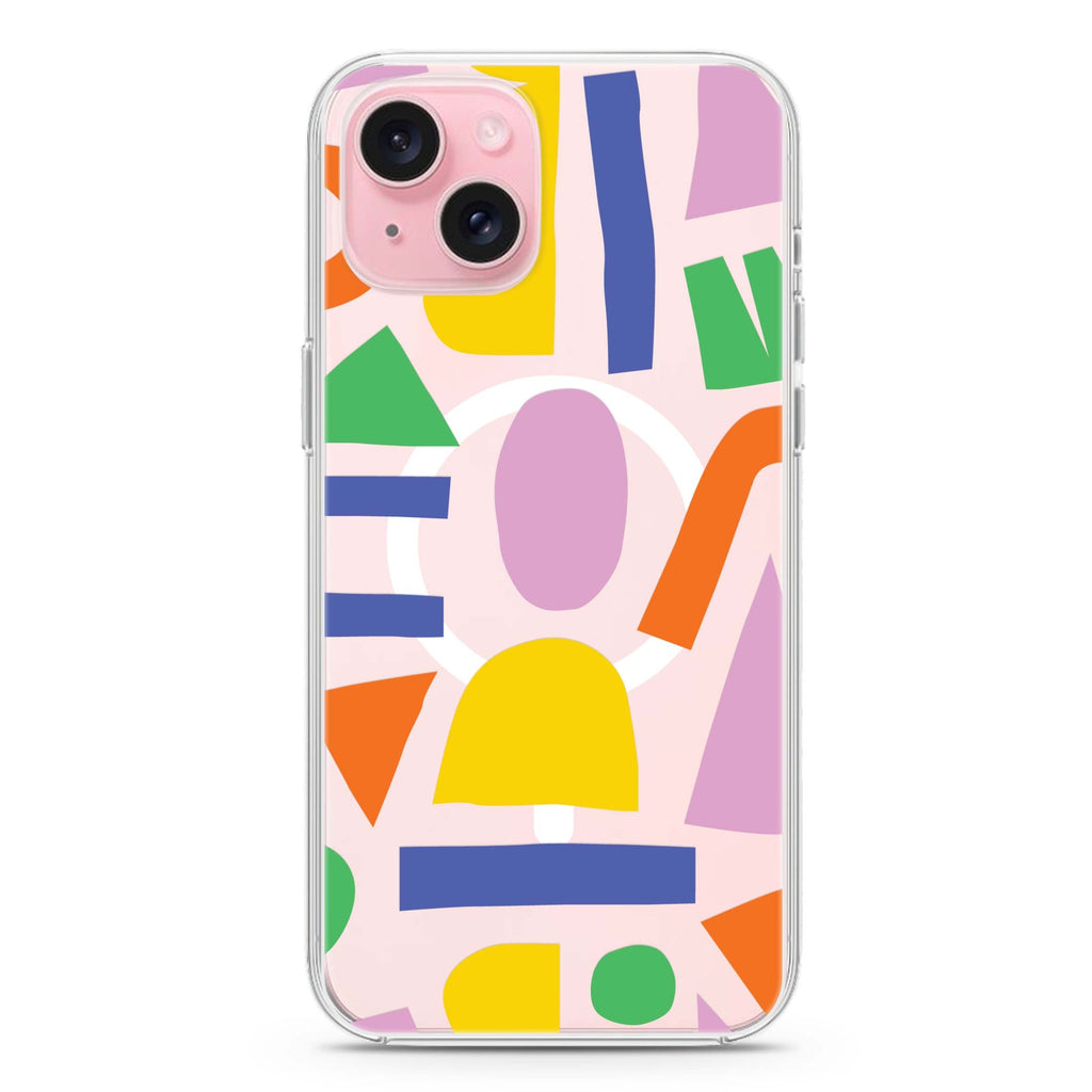 Abstract Doodles iPhone 15 Magsafe 兼容水晶透明保護殼