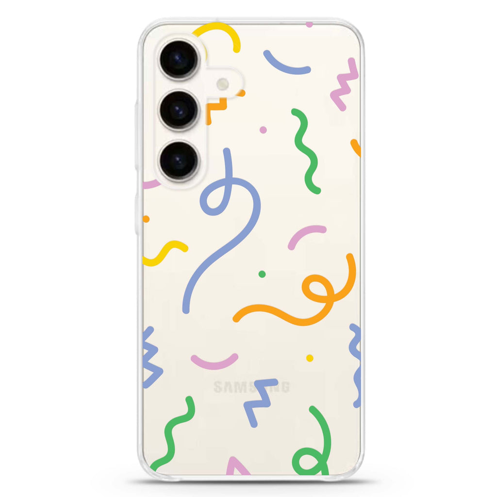 Abstract Doodles Samsung Galaxy S26/S25/S24 水晶透明保護殼正面展示
