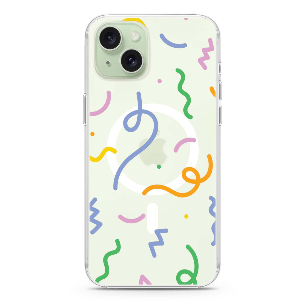 Abstract Doodles iPhone 15 Magsafe 兼容水晶透明保護殼