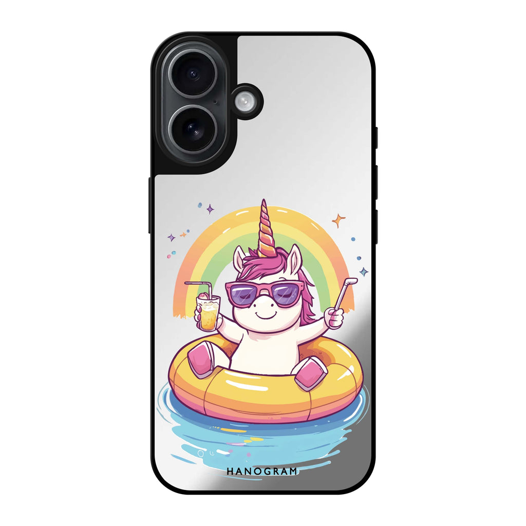 Reflective iPhone 16 Mirror Case –Floaticorn Design