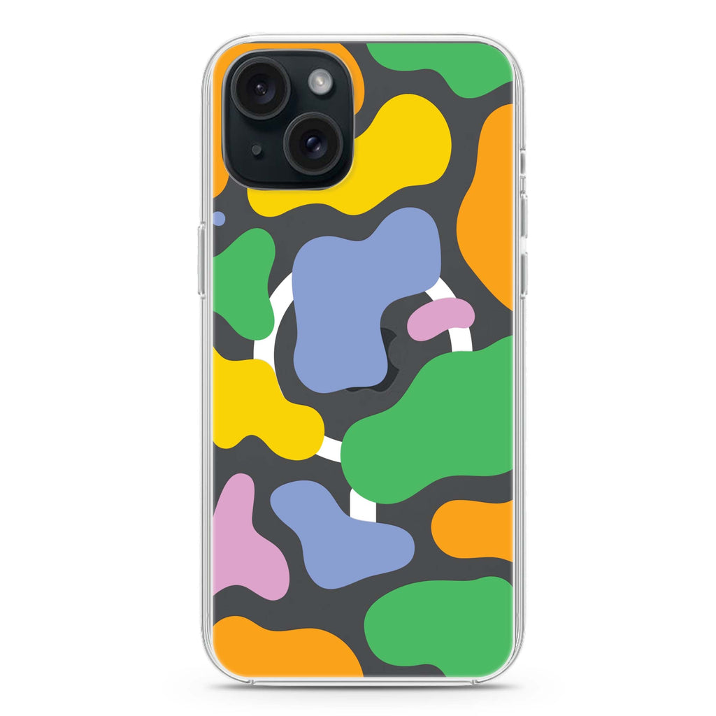 Abstract Doodles iPhone 15 Plus Magsafe 兼容水晶透明保護殼