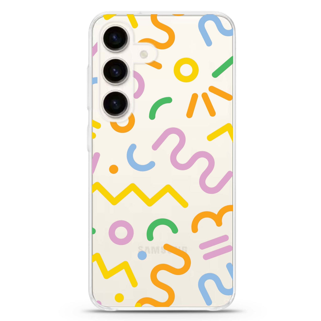 Abstract Doodles Samsung Galaxy S26/S25/S24 水晶透明保護殼正面展示
