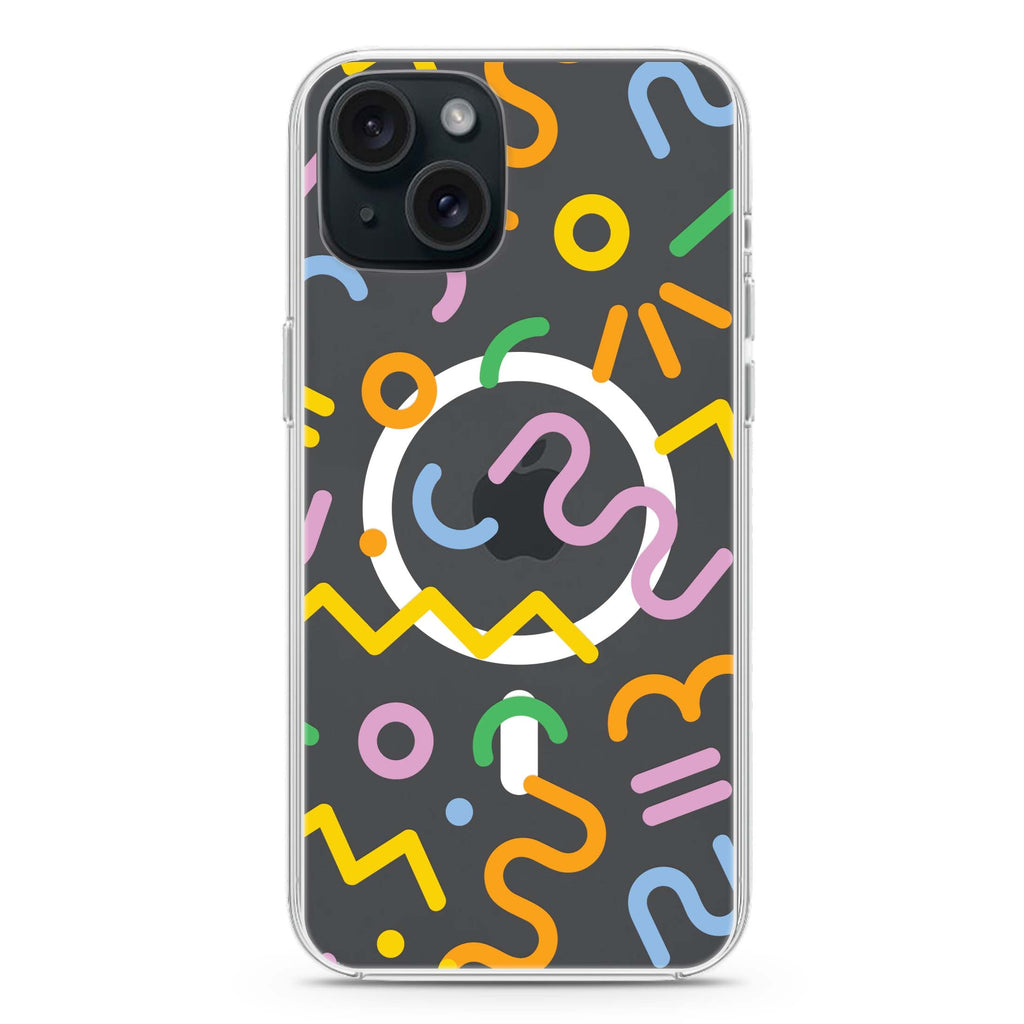 Abstract Doodles iPhone 15 Magsafe 兼容水晶透明保護殼