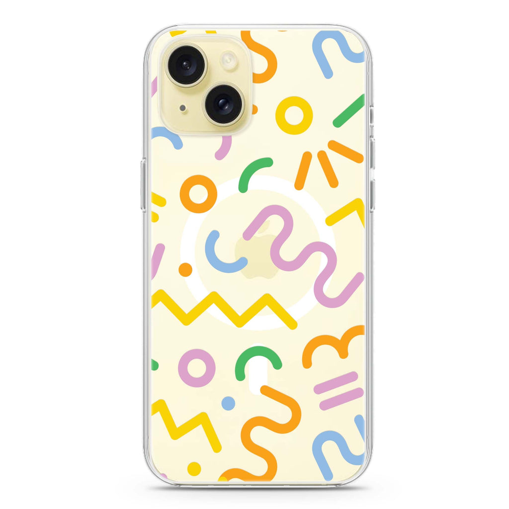 Abstract Doodles iPhone 15 Plus Magsafe 兼容水晶透明保護殼