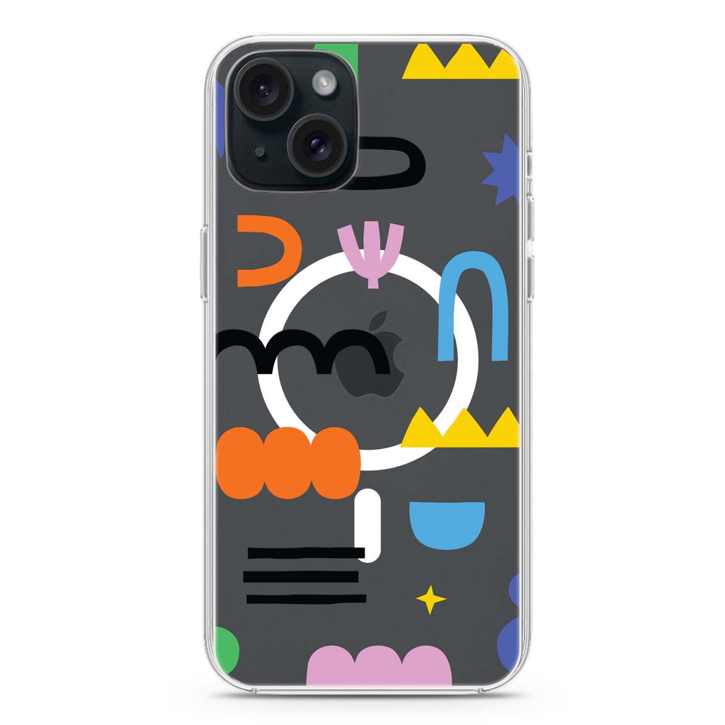 Abstract Doodles Pattern iPhone 15 Magsafe 兼容水晶透明保護殼