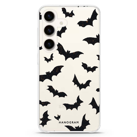 Midnight Bat Swarm Samsung Galaxy S26/S25/S24 水晶透明保護殼正面展示