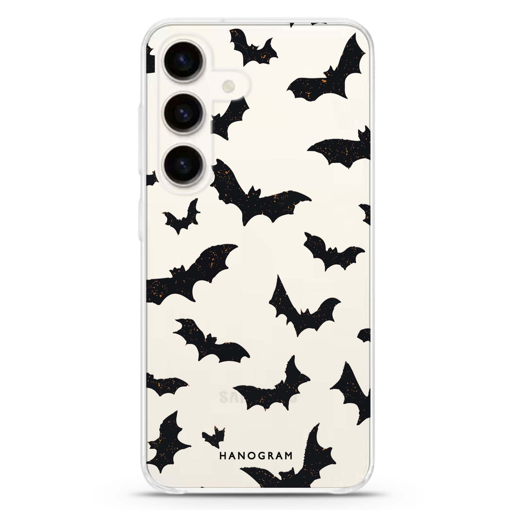 Midnight Bat Swarm Samsung Galaxy S26/S25/S24 水晶透明保護殼正面展示