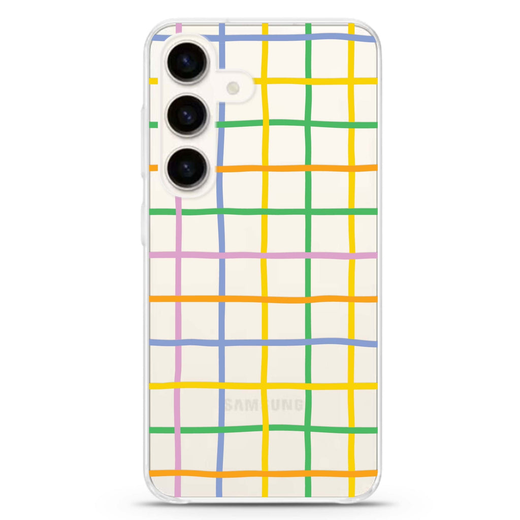 Abstract Doodles Pattern Samsung Galaxy S26/S25/S24 水晶透明保護殼正面展示