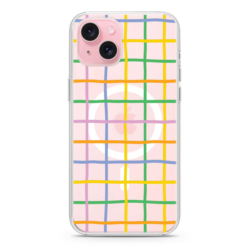 Abstract Doodles Pattern iPhone 15 Plus Magsafe 兼容水晶透明保護殼