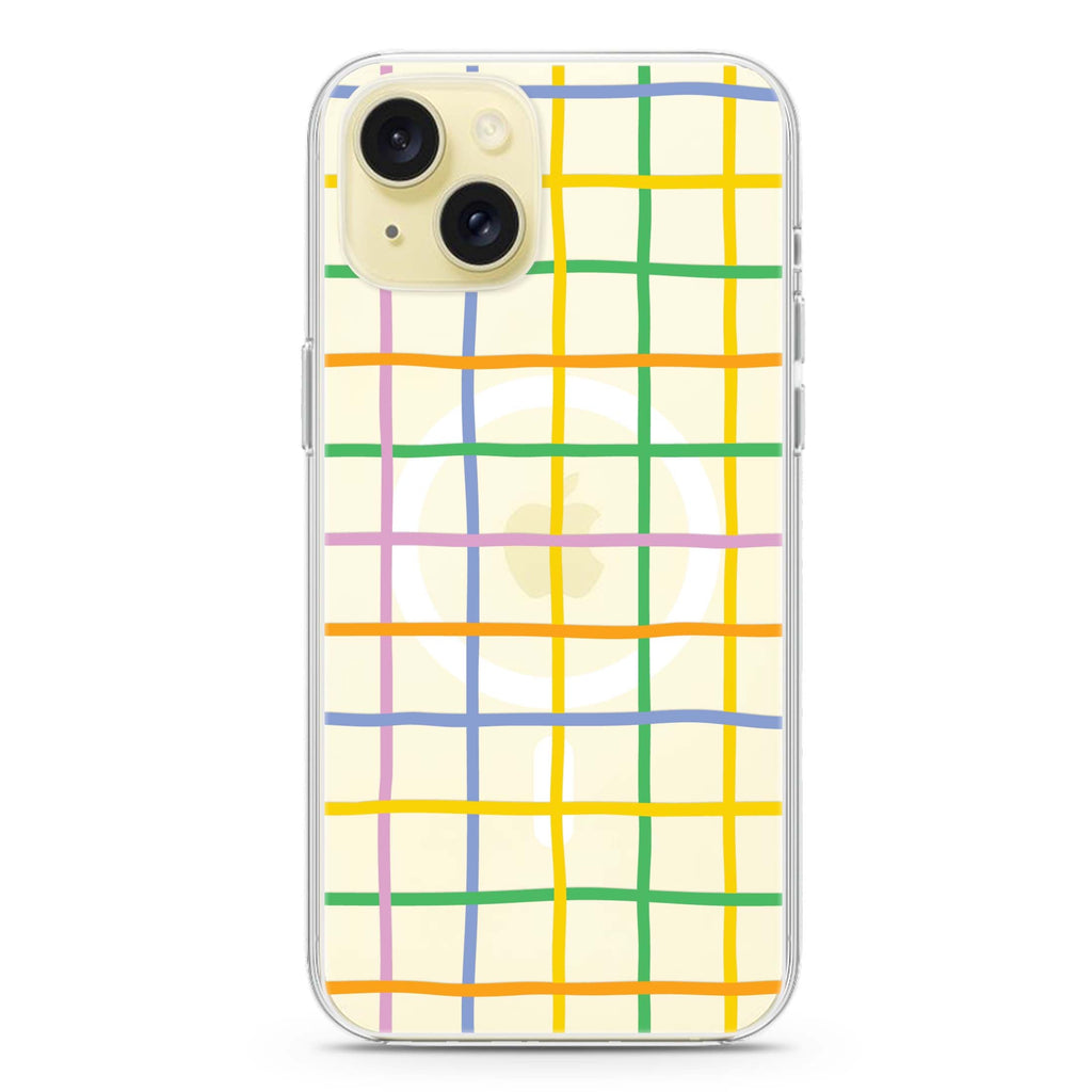 Abstract Doodles Pattern iPhone 15 Magsafe 兼容水晶透明保護殼
