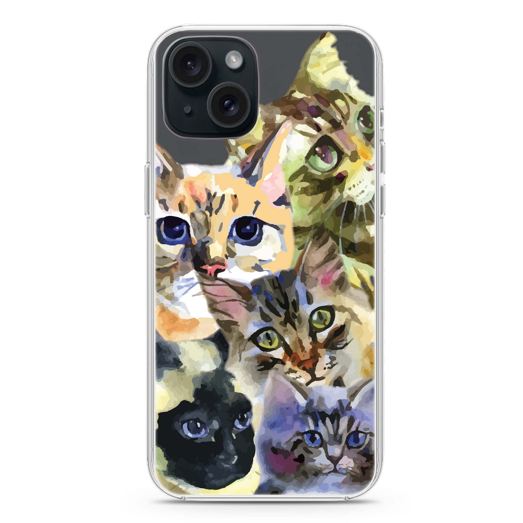 Watercolour Cat iPhone 15 Plus Magsafe 兼容水晶透明保護殼