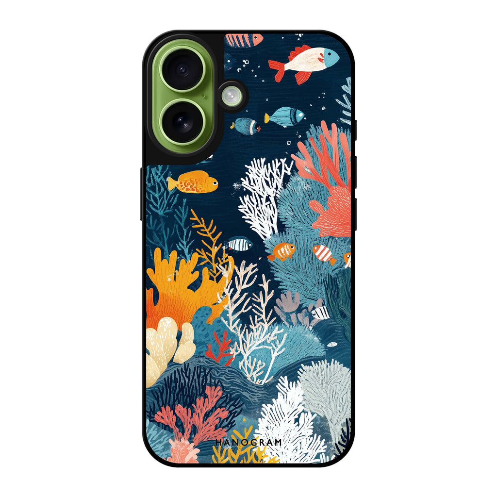 Reflective iPhone 16 Mirror Case –Coral Carvings Design