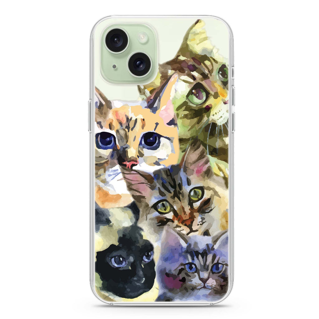 Watercolour Cat iPhone 15 水晶透明保護殼