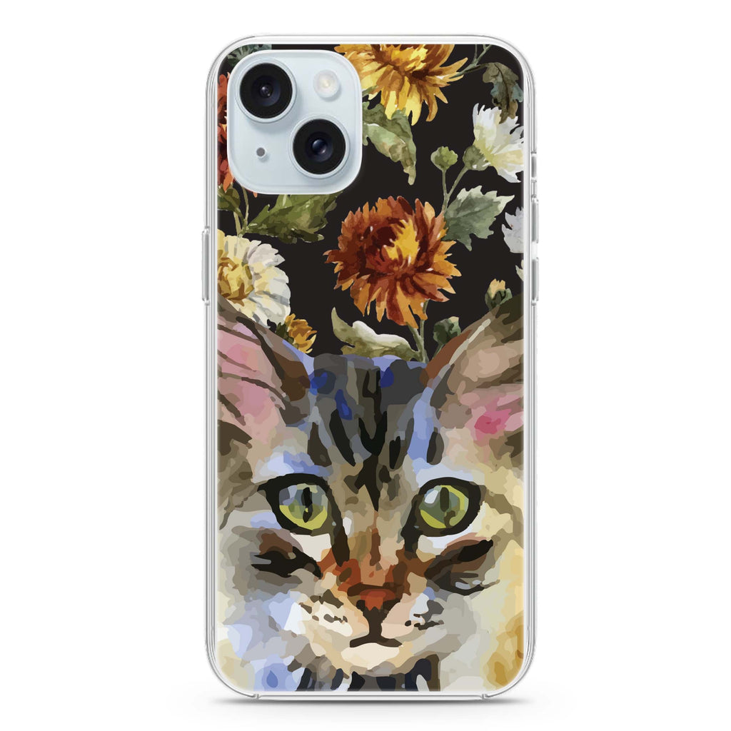 Watercolour Cat iPhone 15 Magsafe 兼容水晶透明保護殼