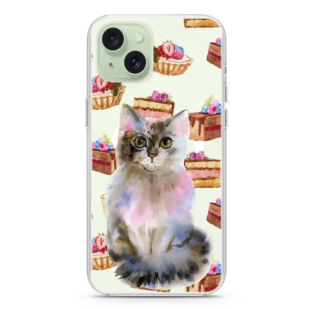 Watercolour Cat iPhone 15 Magsafe 兼容水晶透明保護殼