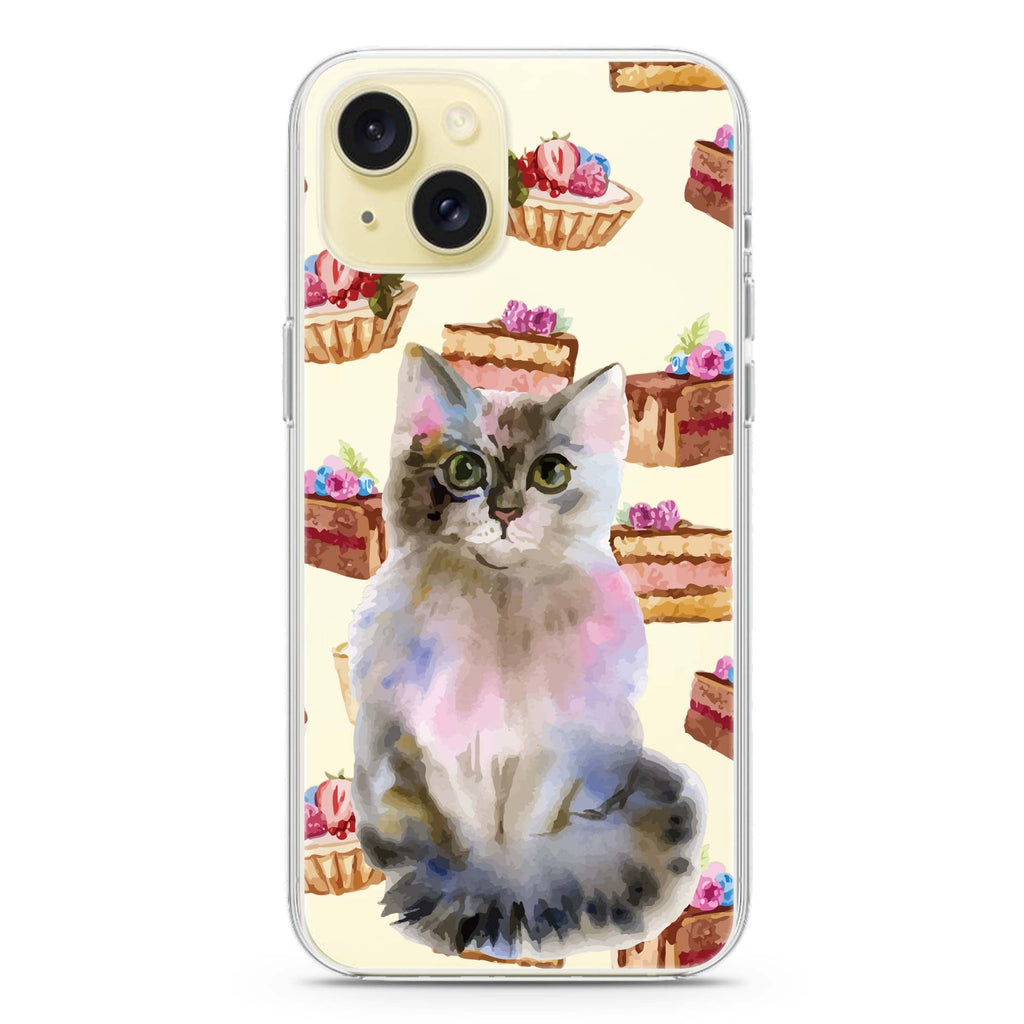 Watercolour Cat iPhone 15 plus 水晶透明保護殼
