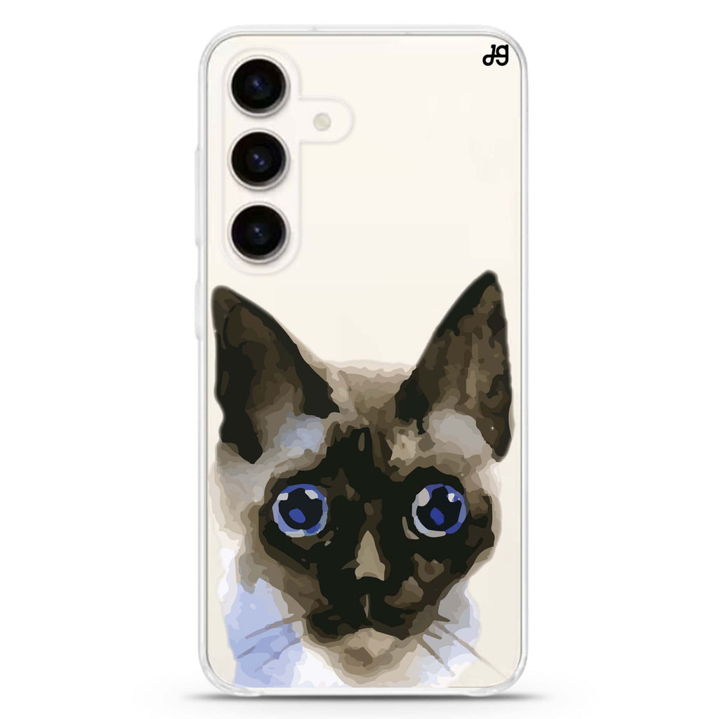 Watercolour Cat Samsung Galaxy S26/S25/S24 水晶透明保護殼正面展示