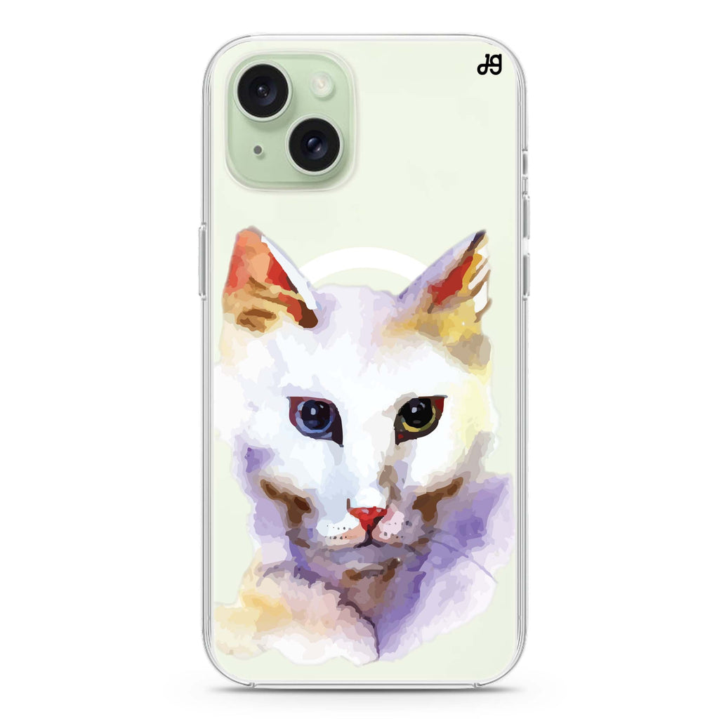 Watercolour Cat iPhone 15 Magsafe 兼容水晶透明保護殼