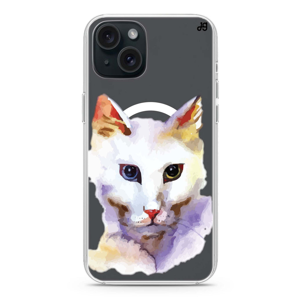 Watercolour Cat iPhone 15 Plus Magsafe 兼容水晶透明保護殼