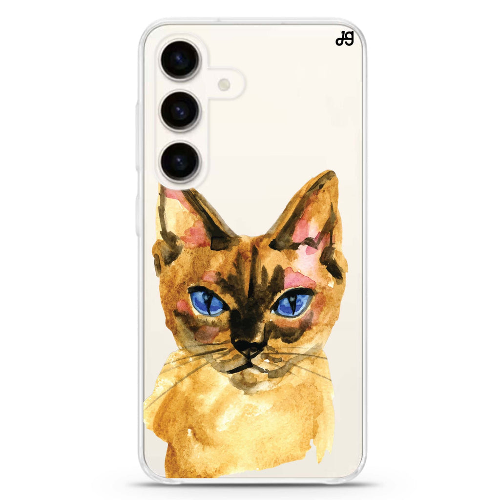 Watercolour Cat Samsung Galaxy S26/S25/S24 水晶透明保護殼正面展示