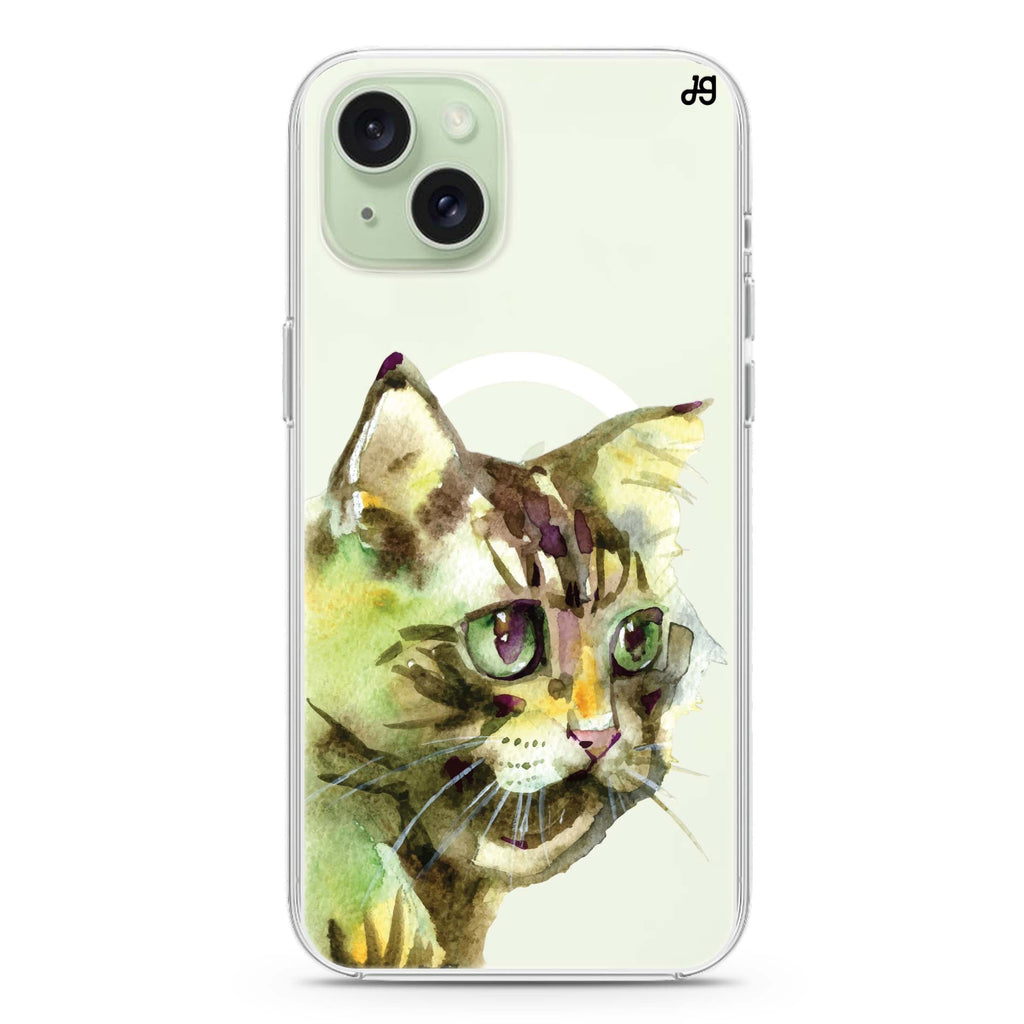 Watercolour Cat iPhone 15 Plus Magsafe 兼容水晶透明保護殼