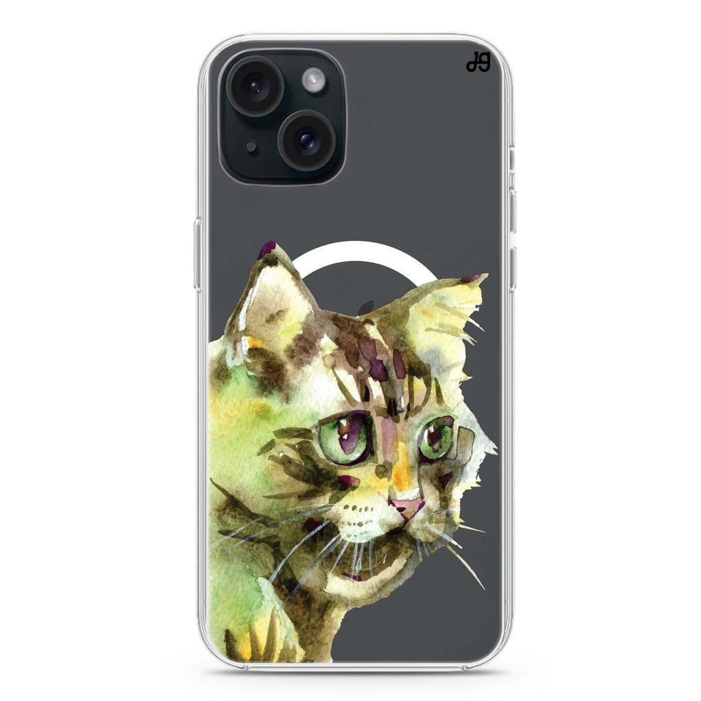Watercolour Cat iPhone 15 Magsafe 兼容水晶透明保護殼