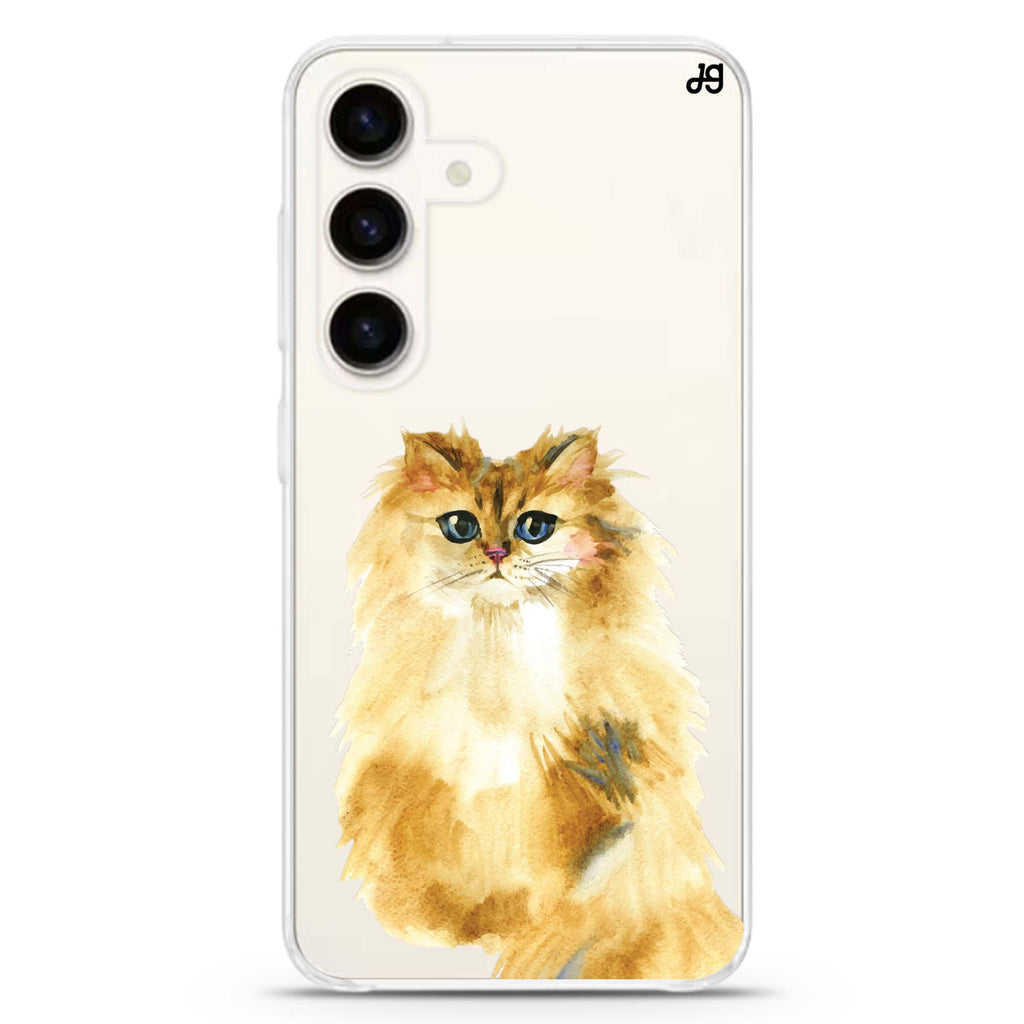 Watercolour Cat Samsung Galaxy S26/S25/S24 水晶透明保護殼正面展示