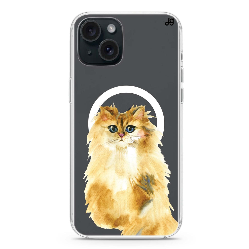 Watercolour Cat iPhone 15 Plus Magsafe 兼容水晶透明保護殼