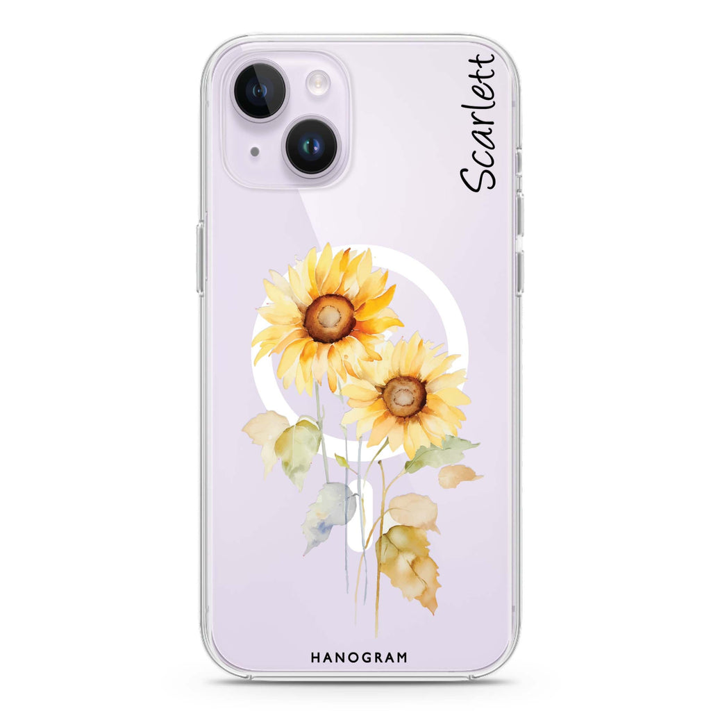 Sunny Blooms iPhone 14 Plus Magsafe 兼容水晶透明保護殼