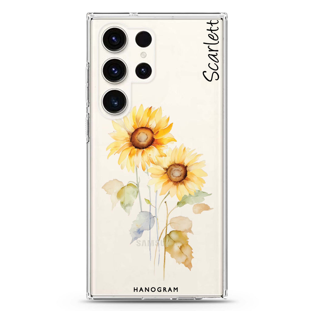 Sunny Blooms Samsung Galaxy Ultra 可加名字透明保護殼，適用 S26/S25/S24/S23 Ultra，圖1