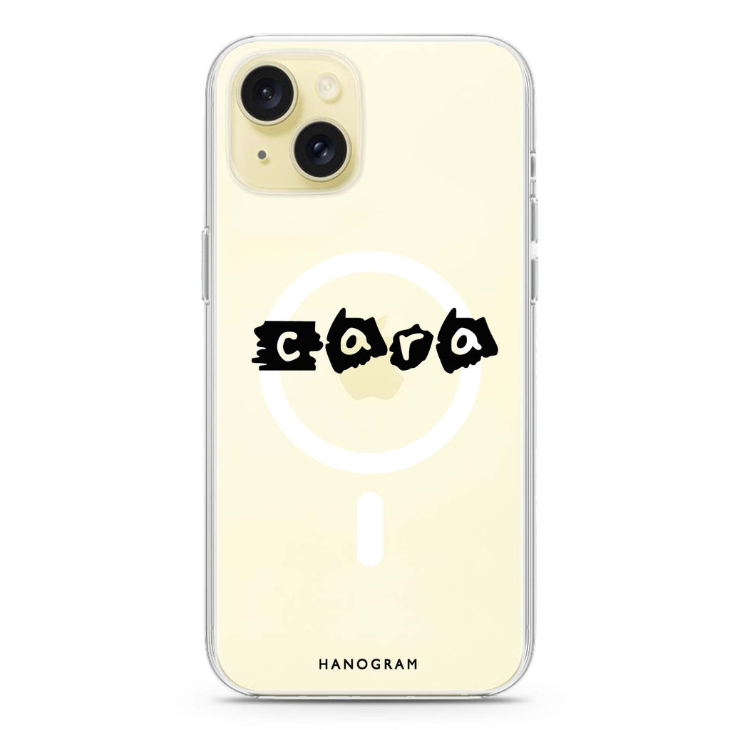 Sticker Custom Name iPhone 15 Plus Magsafe 兼容水晶透明保護殼