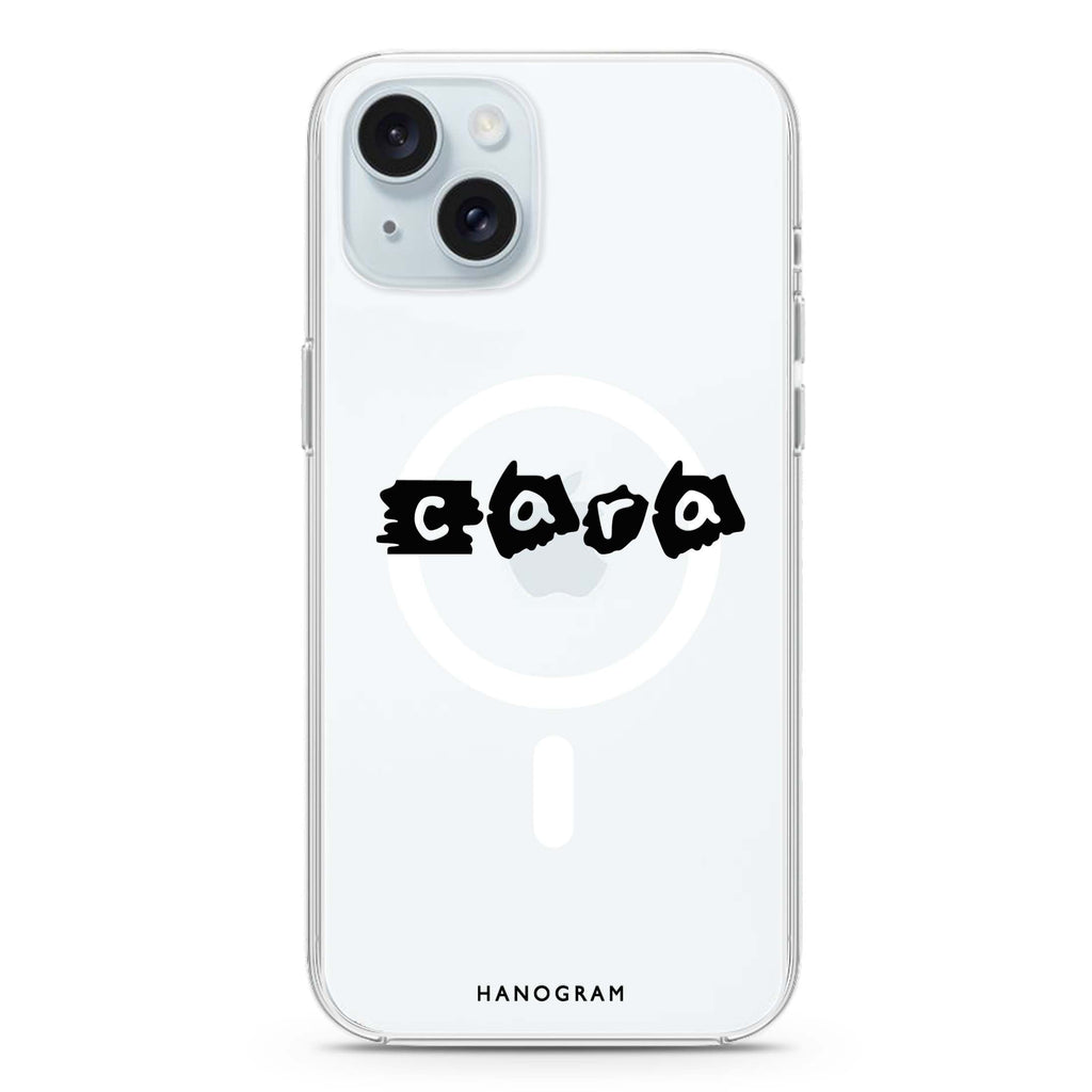 Sticker Custom Name iPhone 15 Magsafe 兼容水晶透明保護殼